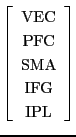 $\displaystyle \left[ \begin{array}{c} \text{VEC} \\ \text{PFC} \\ \text{SMA} \\ \text{IFG} \\ \text{IPL} \end{array} \right]$